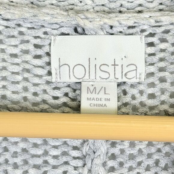 Holistia Grey Chunky Knit Open Front Cardigan Vest Sweater Women's Medium Large - Picture 8 of 8